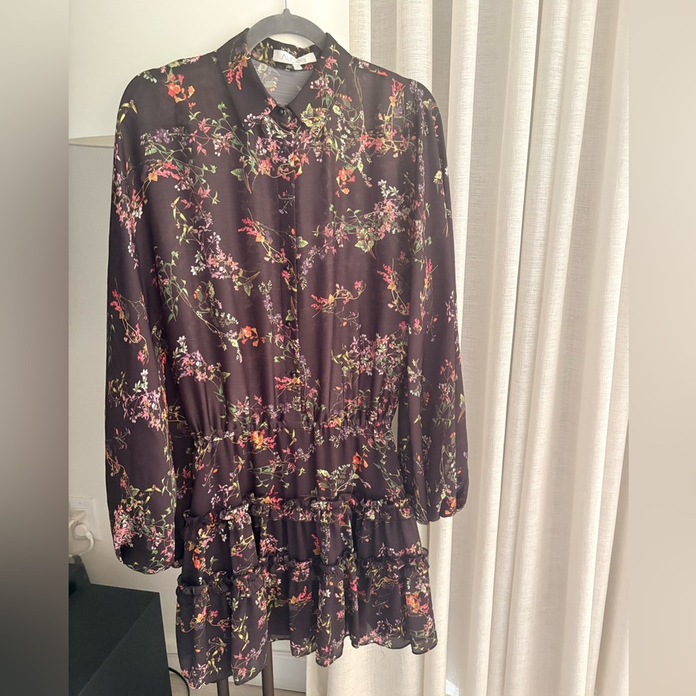 Alexis Black Floral Long Sleeve Tiered dress - Mini